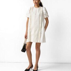 J. Crew Lace-trim pintuck dress Size Small